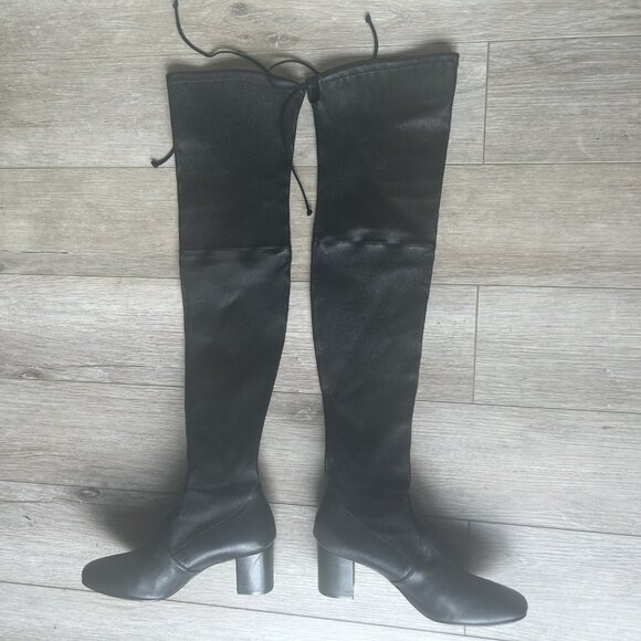 Like New Stuart Weitzman OTK Black Stretch Leather Genna 60 Boots 8.5 $895 - Picture 3 of 10